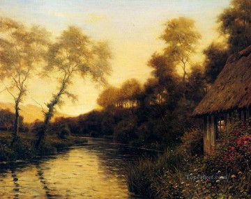 Un paisaje de río francés al atardecer Louis Aston Knight Pinturas al óleo